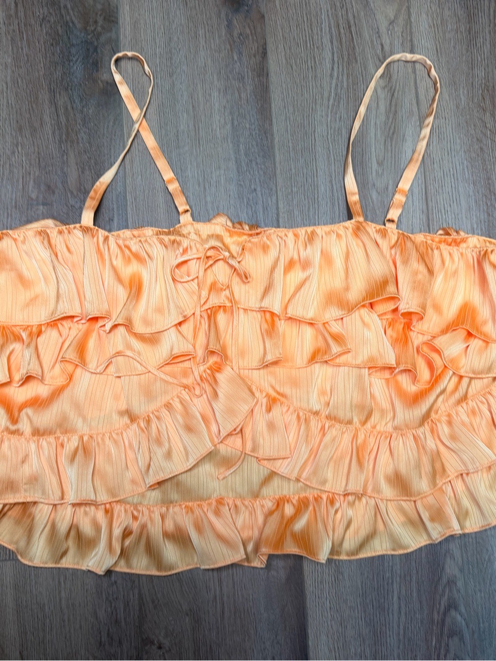 ELOQUII 28 Peach Ruffle Crop Tank Top Tie Front Plus Size Going Out Summer Date - Picture 6 of 10